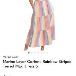 Marine Layer Pastel Rainbow Smocked Maxi Dress